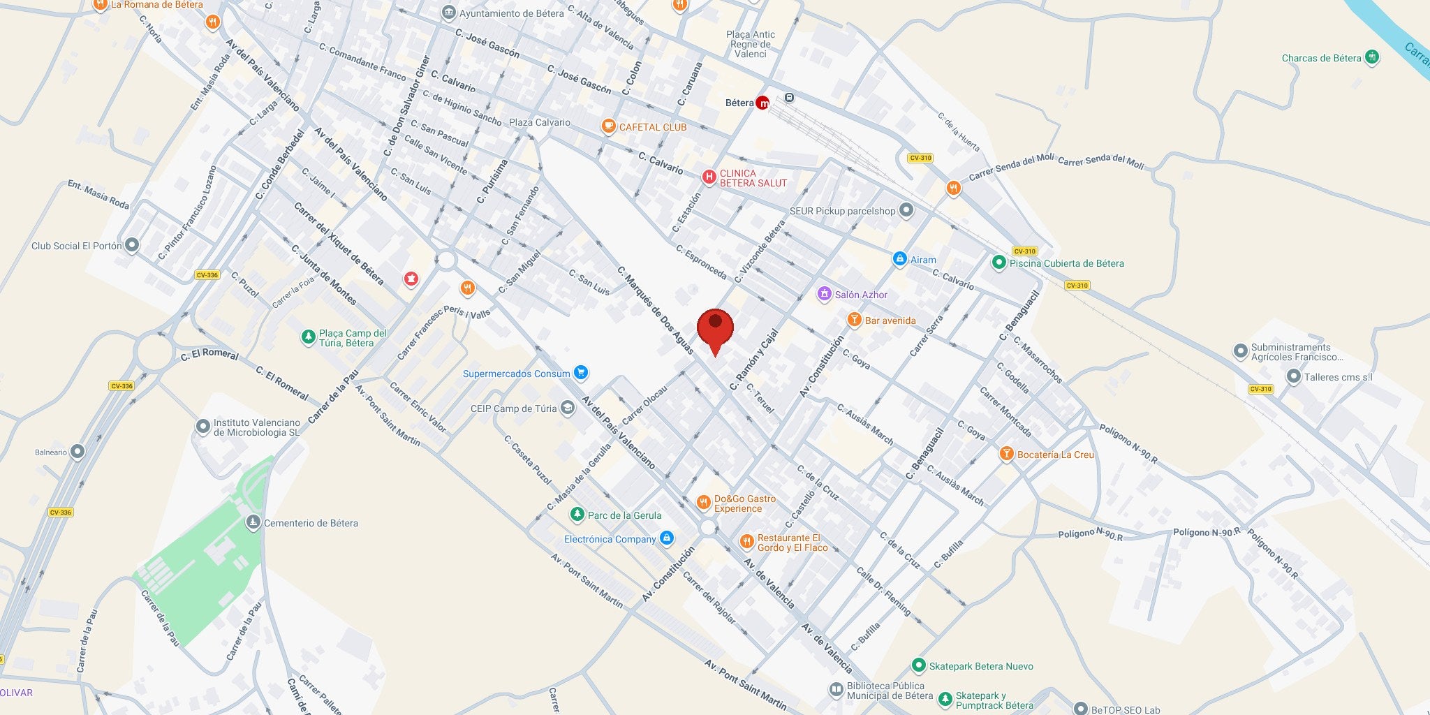 Ubicación del almacén — C/ Marqués de Dos Aguas 5, Bétera (Valencia)