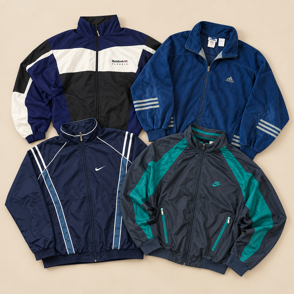 Trackjackets De Marca al kilo: mix de chaquetas vintage Reebok, Adidas y Nike