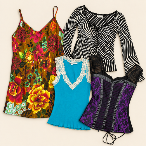 Lote de ropa Y2K vintage al por mayor: vestidos y tops estilo 2000